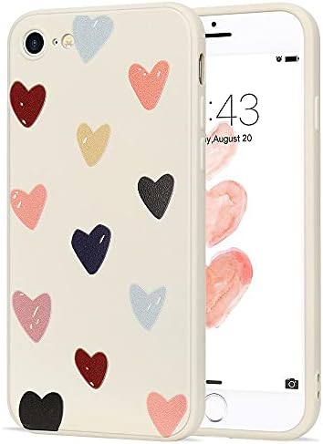 ЛЛЗ.COQUE За Iphone SE Случај 2020/2022, iPhone 7 Случај iPhone 8 Телефон Случај Симпатична За Жени Девојки Мат Љубов-Срца Шема Дизајн