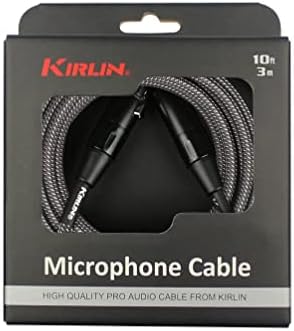 Кабел за микрофон на кабел Kirlin, јаглеродна сива боја, 20 -тина