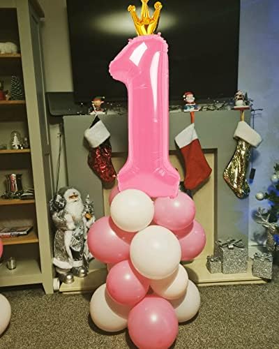 40 -инчен број балон 1 за првиот роденден, диви една гигантска балони, розово девојче 1 -ви роденденски украси, 1 16 18 21 роденденски