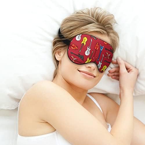 Колофул гитари маска за спиење мека маска за очи за очи Ефективно засенчување на засенчување со еластична лента за прилагодување