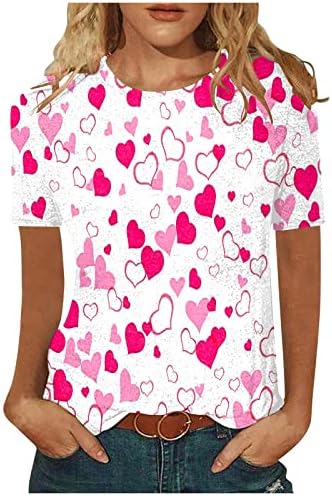 Nokmopo женски кошули обични кратки ракави мода случајно удобно печатено печатено о-вратот на кратки ракави врвна блуза