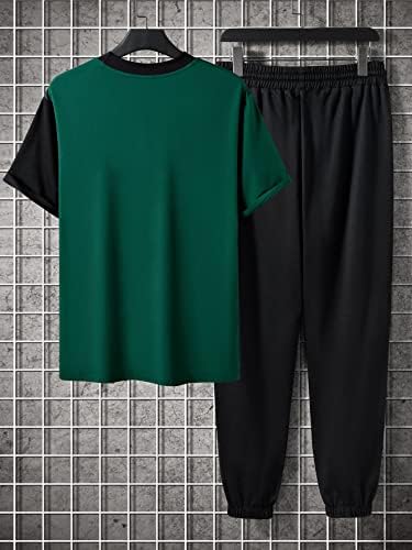 Fioxa Две парчиња облека за мажи мажи со две тони букви графички мета и влечење на половината за џемпери