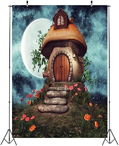Локатор 6x9ft ткаенина самовила за печурки за позадина печурка куќа ноќ месечина цртана филмска фотографија Хетер чај забава банер за чудо
