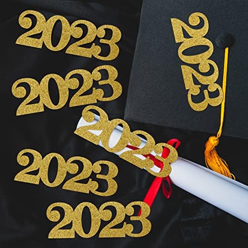 2023 Конфети Златен Сјај за Дипломирање Украси за Забави 12 парчиња Табела За Дипломирање Декор Класа На 2023 Година Средно Училиште