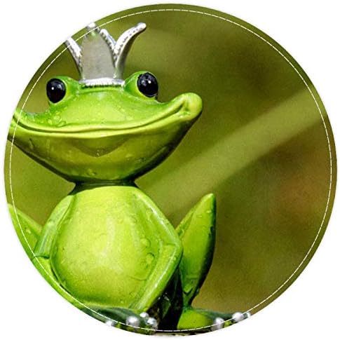 Heoeh Frog со круна, без лизгање Doormat 15,7 тркалезна област килими теписи за деца спална соба бебешка соба игра Расадник
