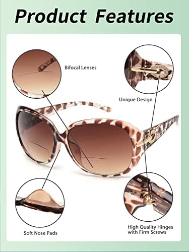 ЈМ Класичен Бифокално Читање Очила За Сонце Очила За Читање За Жени Ув Заштита Надворешна Желка +4.0