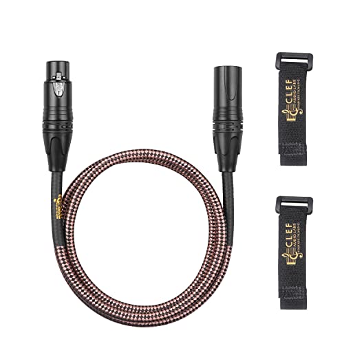Clef Audio Labs XLR машки до XLR женски, 20-метри, микро-кабел, црна, лушпа од легура на цинк, бакарна плетенка јакна, позлатени 3-пински конектори