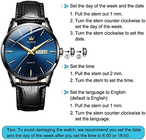 Едноставен часовник на мажите на ОЛЕВС со ден и датум, аналогни кварцни часовници од не'рѓосувачки челик за мажи, класични светлечки