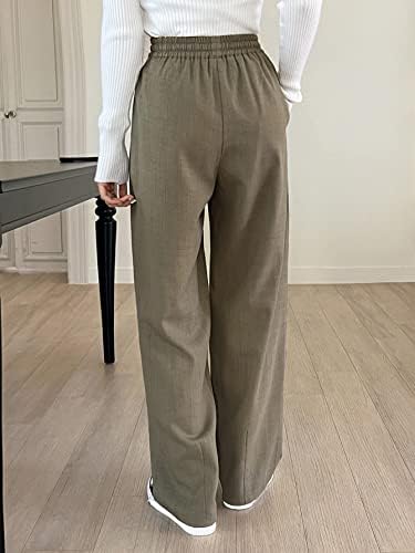 Longенски панталони Longshengnet, еластични влечки на половината, наклон џеб панталони, женски панталони