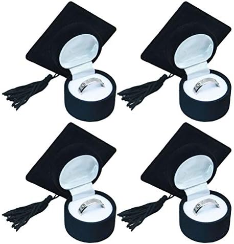 Tandycoco 4pcs прстен кутија Училиште докторски диплома за капа, форма за подароци, кутија за складирање накит, универзитетски матура за
