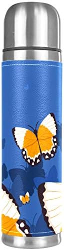 Вакуум од не'рѓосувачки челик изолирана кригла, шише со вода од пеперутка сина печатење за топли и ладни пијалоци деца возрасни 17 мл