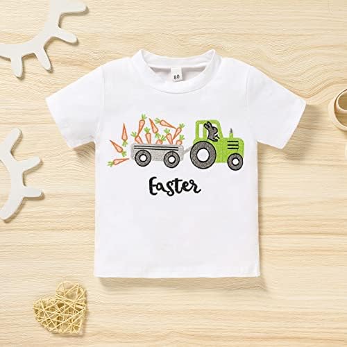 Sinhoon дете дете бебе момче Велигденски облеки Симпатична маица за зајаче + шарени обични панталони за новороденче бебе унисекс