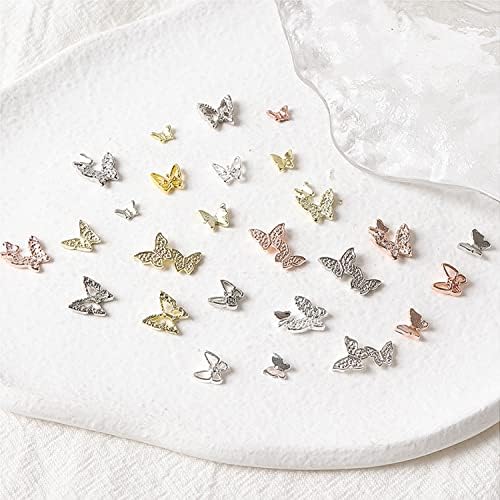 Cachimoo 3D Puterfly Nail Charms, 35 парчиња привлечност за нокти на пеперутка за акрилни нокти метална пеперутка нокти украс за жени девојки