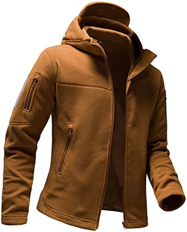 Машки воени тактички спортски јакни со меки руно, палто со качулка, топла зима целосна патент на отворено јакна