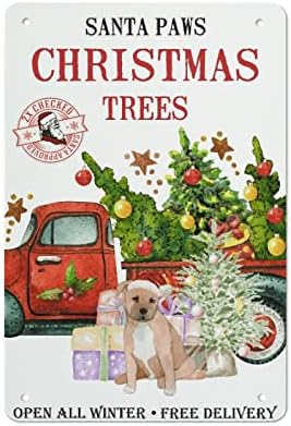 Божиќно куче и црвен камион Плакета добредојде Снежен човек метал Тин знак ирваси Божиќна знак Плакета дома кафе бар wallид