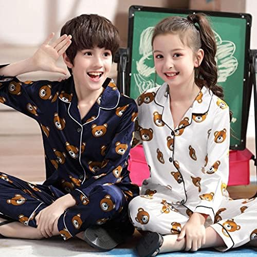 Xbkplo Sleep and Play Pack Baby Girl Boy Boy Pajamas Sleepwear Set Sold Color Satin копче надолу од 2 парчиња врвови 18 стари пижами