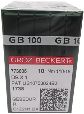 Игла на Гроз-Бекерт во CKPSMS чиста пластична кутија-100 Groz-Beckert DBX1 16X257 1738 Gebedur Titanium Machine Machine Machine игли