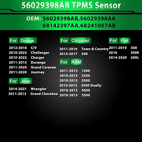 Сензори за притисок на гумите Szkaidag 56029398AB за:-Chrysler, 433MHz TPMS сензор за: -Jeep, за: -Dodge, For: -Ram 56029398AA- 1 пакет