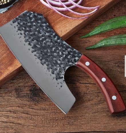 Готвач Клејвер зеленчук нож 7 инчи висок јаглероден челик со рачка од дрво од дрво за готвење кујнски кујнски готвење прибор