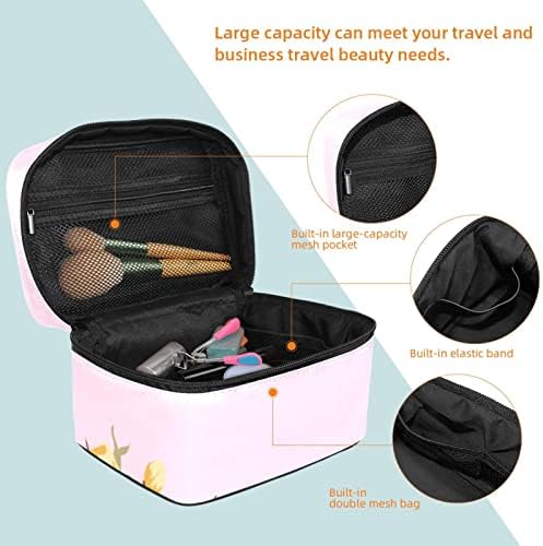 Торба за шминка за патувања, козметичка торба со шминка за организатор, за женски чанта за четки за додатоци за тоалети, божур розов цвет