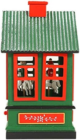 Шит Божиќ дрвена рингишпил музичка кутија куќа украси ротирачки креативен дизајн музички кутија