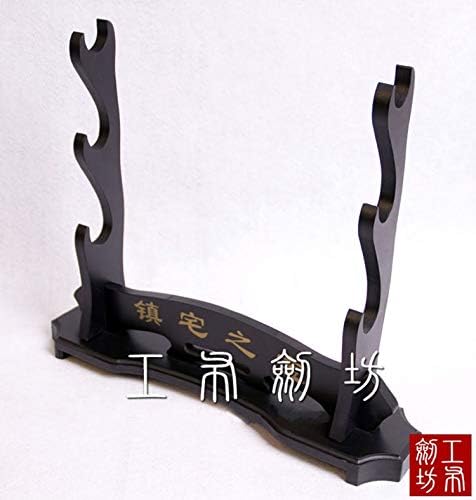 Jiaoguo 3 слој куќа богатство Самурај меч Катана Вакизаши Танто држач за држач за прикажување црно