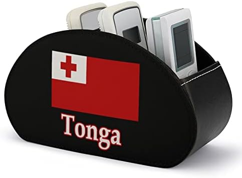 Тонга знаме модерен држач за далечински управувач со 5 оддели PU кожа мути-функционална канцелариска организација на табела