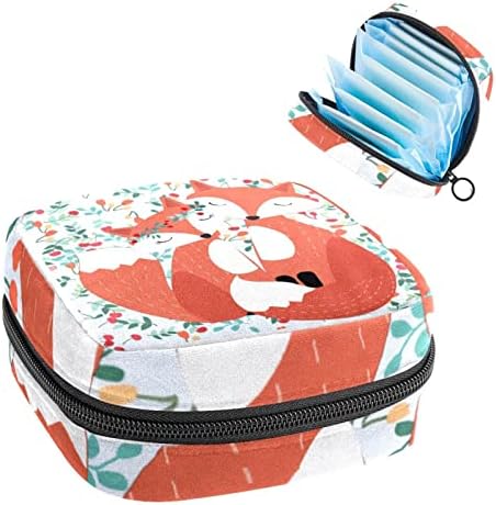 Санитарна торба за складирање на салфетка, торбичка за подлога, торбичка за подлога, мала торба за шминка, шема на животински розови лисици