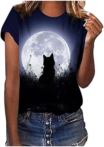 Женска маица маица летни кратки ракави маички врвови на животински тема блуза симпатична мачка графичка кошула мачки подароци