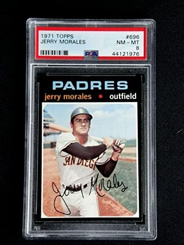 Jerryери Моралес 1971 Топпс 696 ПСА 8 во близина на нане до нане оценета бејзбол картичка - Плочани бејзбол картички