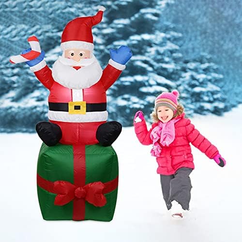 Божиќни надувувања Дедо Мраз, Декорации за Божиќни забави со вентилатор, трансформатор, LED светло, приклучок за земја и фиксна