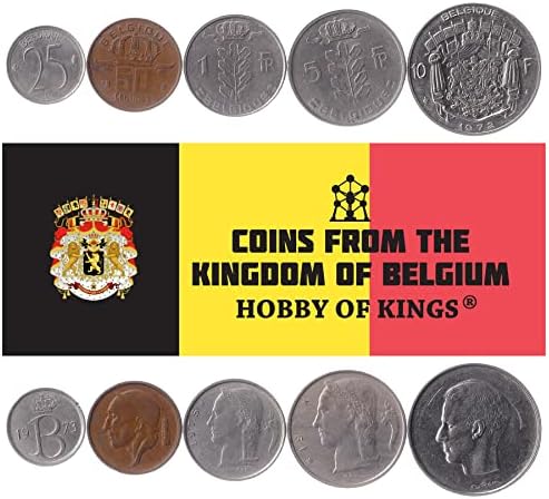 4 Монети Поставени Од Колекција На Монети Од Белгија | Европа 20 50 Сантиметри 1 Франк 5 Франци | Циркулирани 1948-1963 | Стара Колекционерска