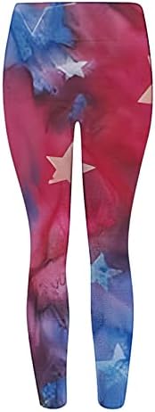 Хеланки со високи половини за жени патриотско американско знаме Печатено меко непро opирна контрола на стомакот за јога панталони
