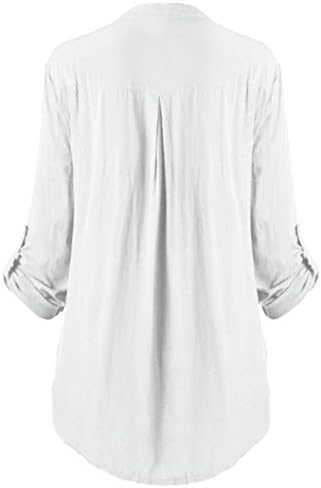 Женски блузи врвови мода плус големина чипка фолтрални кошули копче надолу јака со јака долги ракави тенок вклопат проточен врв
