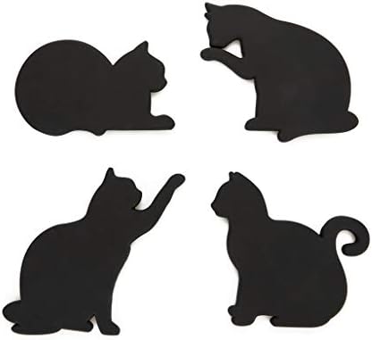 Балви Подлоги Мачка Црна Боја Оригинален Сет од 4 Подлоги Во Облик На Мачки Вклучуваат Магнети Така што тие в