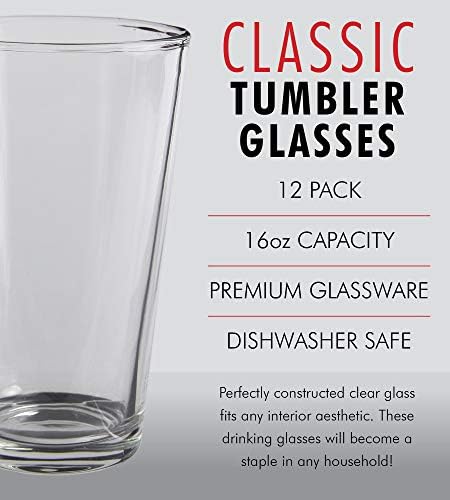Стаклени Чаши За Пиво-Пакет Од 12-Проѕирни Стаклени Шипки, 1 Пинта –  Стаклени Чаши Со Врвен Квалитет, Одлични За Ресторани, Барови,