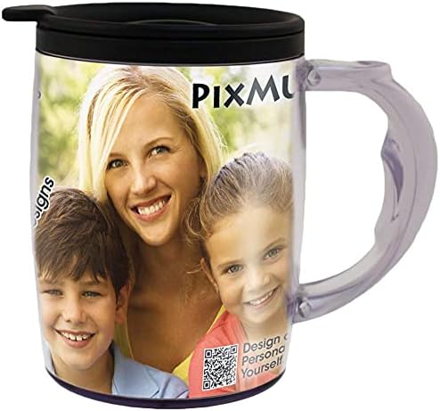 Pixmug со рачка - 15 мл Фото кригла со врвот на докажување на истурање - кригла што е рамка за слики - DIY - вметнете свои фотографии