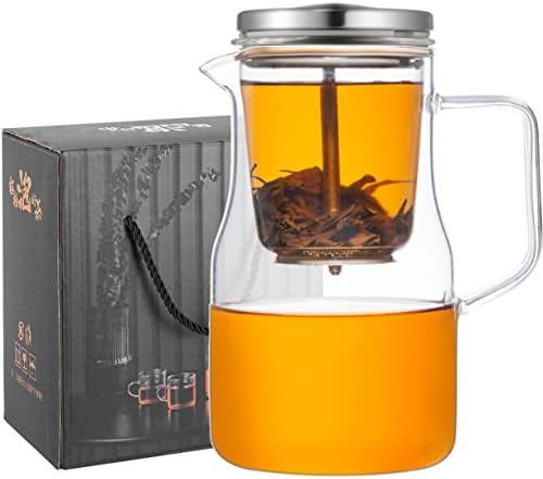 Дантекс Совршен чај за чај чај со чај со стаклен чај поостри за лабав чај, контролирано време за време на време, лесен чај инфузер, 24 мл, 680 мл, лесен чист чај поцврст, ?