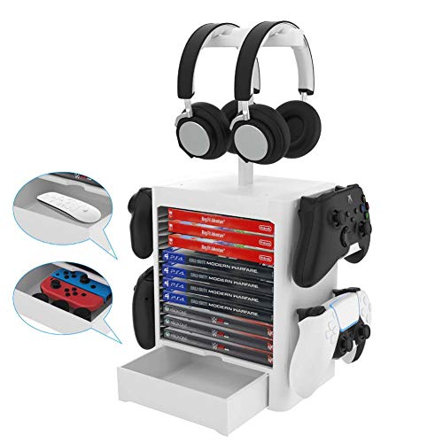 Кула за складирање на играта, компатибилен за PS5/PS4/Xbox серија/Xboxone/Switch додатоци за игри на слушалки Организатор на организатор