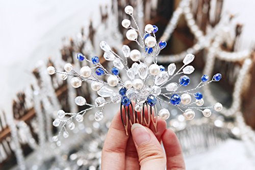 Fxmimior невестинска свадба гроздобер сина кристална ринестон гроздобер чешел за коса додатоци за коса жени накит за коса
