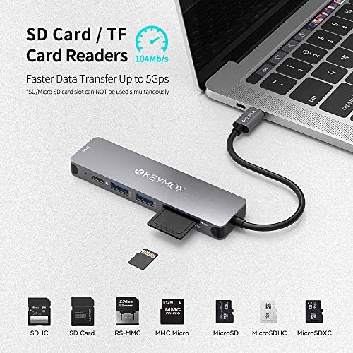USB C Hub Multiport Адаптер-KEYMOX 6 во 1 USB C Dongle со 2 USB-A, 100w Pd Полнење, 4K HDMI, Sd/TF Читач На Картички Компатибилен
