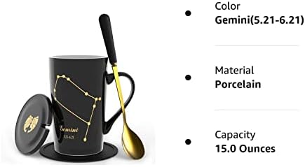 Фулчи-15оз Креативно Соѕвездие Близнаци Шолја За Кафе Сет Капацитет Надградба Чај Чаша За Какао Вода Млеко Сок