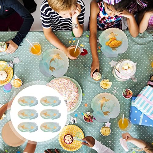 Јојофуни Иридентни Украси за Забави 8 парчиња сирена хартија школка чинии сирена чинии за забави роденденска забава чинии за хартија Чинии Чинии