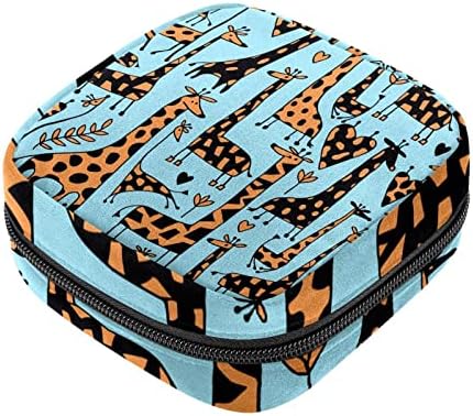 Сина жирафа за животински период торбичка менструална чаша торбичка, голема торба за складирање санитарна чанта за санитарни подлошки за салфетка,