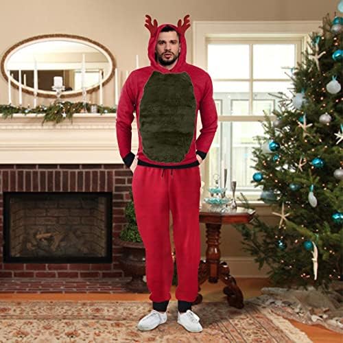Машка есен и зимска Божиќна облека поставени џемпер и панталони со две парчиња смешни меки костуми за мажи изразуваат