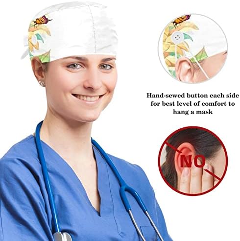 Прилагодливо работно капаче со копче, Сончоглед хируршко капаче за џемпери, врски со грб со лак за коса
