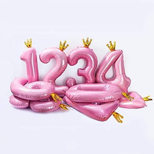 40 инчен Голем Круна Розова Број 9 Балон, Милар Фолија Хелиум Балони за 9-Ти Роденден На Децата / Бебе Туш Декорација Материјали