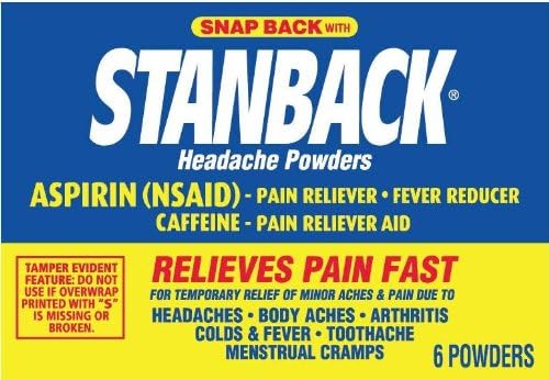 Прашоци за главоболка на Stanback | 6 брои | Пакувањето може да варира