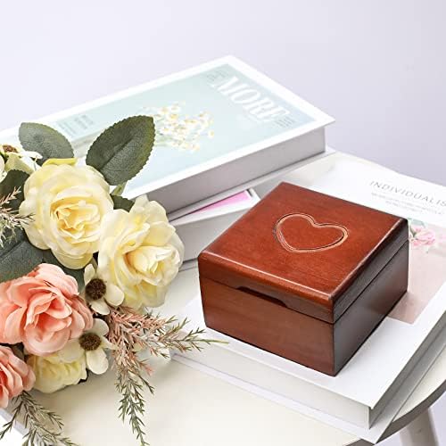 Starswr прстен носител кутија, прстен кутија за свадбена церемонија Подарок за жени дрвена декоративна кутија со капаци прстени од кутии