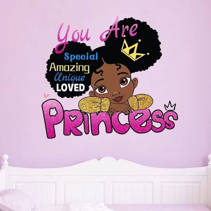 Ѕид Налепници За Девојки Дете Спална Соба, Црна Девојка Магија Инспиративни Цитати Ѕид Налепници, Мотивациски Велејќи Афроамериканец Девојки